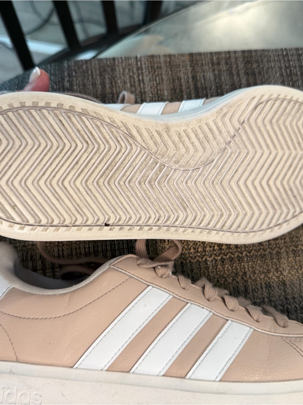 adidas Women's Blush Pink Low-Top Sneakers with White Stripes - Picture 3 of 6